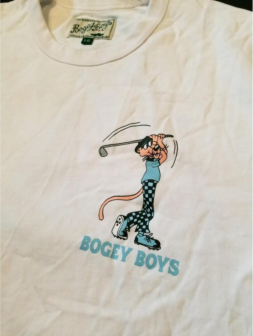 Rare BOGEY BOYS White Golf T Shirt Double Now Triple Later Pink Panther Large L - Picture 3 of 9